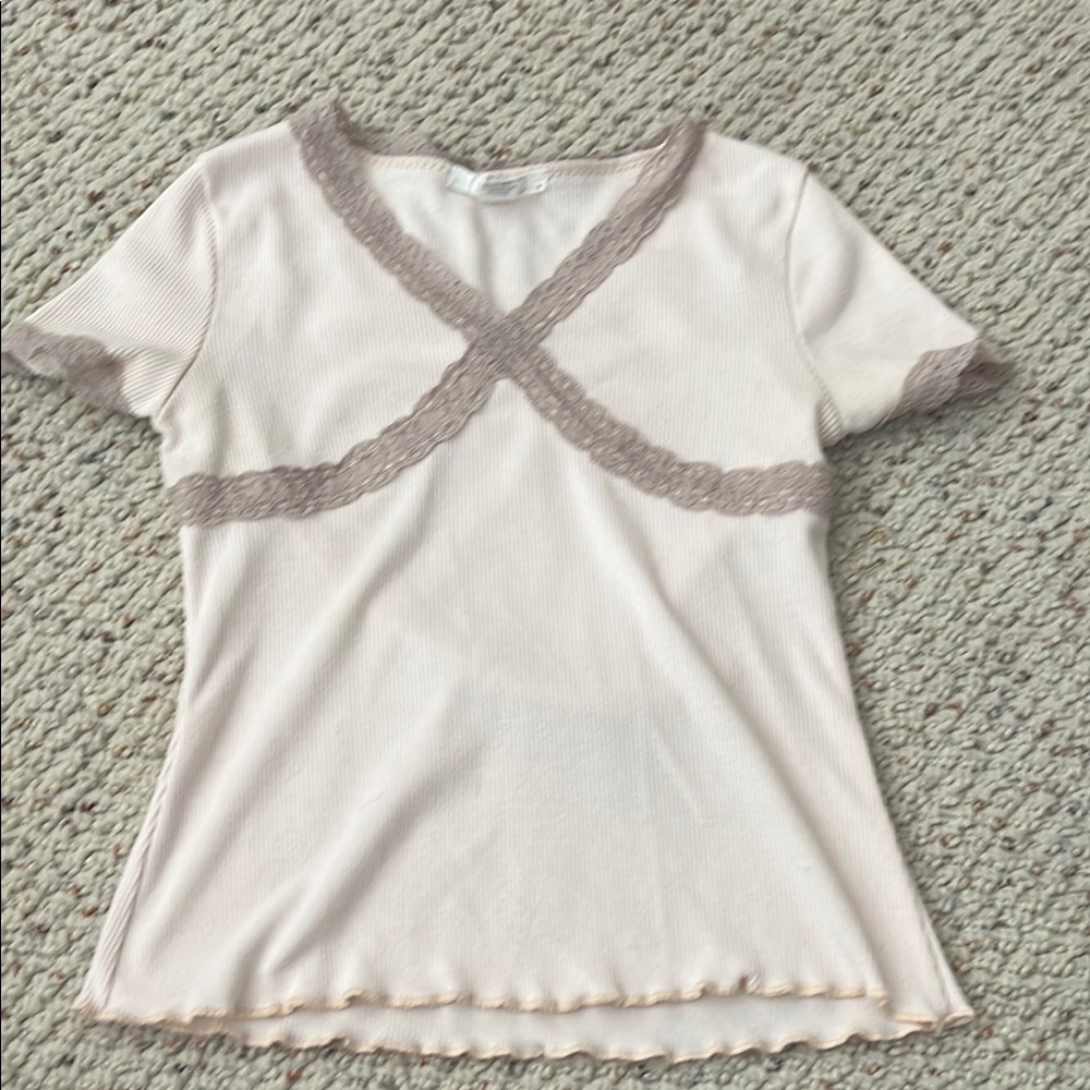 Tilly's Cream Fitted Embellished Blouse
